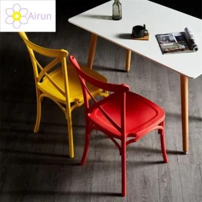 American Retro PP Cross Back Chair Thickened Backrest Integrated Coffee Shop Plastic Dining Chair