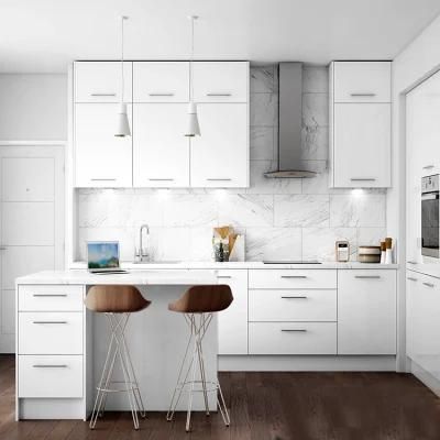 Simple Design Wood Wall Cabinets Furniture Modern House Hotel Pearl White Color Flat Pack Panel Wooden Kitchen Cabinet Sets
