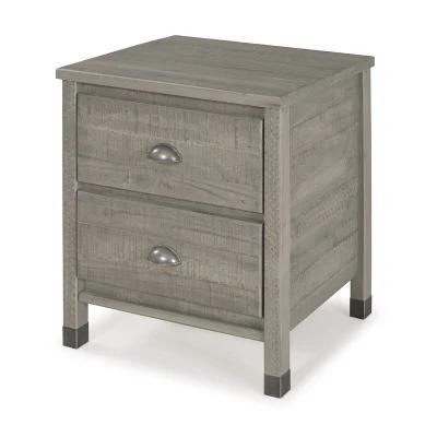 Living Room Furniture Rustic Gray Bedside Table Orford 2-Drawer Nightstand End Table Bedroom Furniture