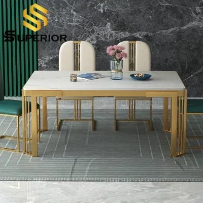 Wholesale Factory Price White Slate Stone Dining Table with Chairs