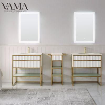Vama 800mm Golden Stainless Steel Wooden Bathroom Vanity Bathroom Furniture 790031