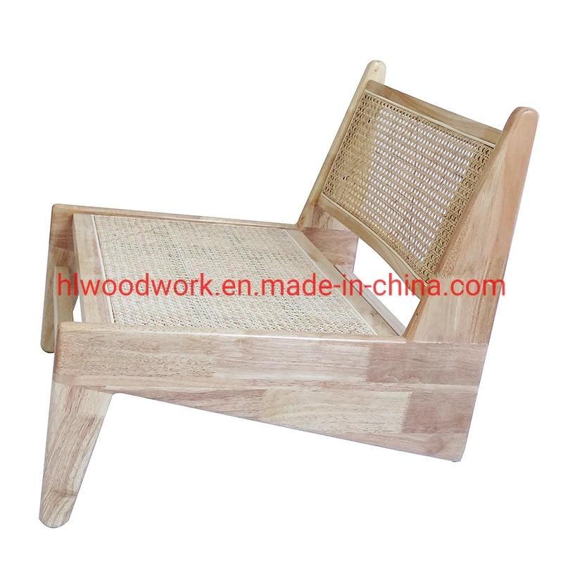 Rattan Leisure Chair Rubber Wood Frame Natural Color Living Room Chair Living Room Furniture