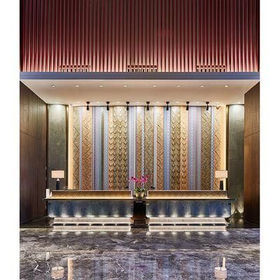 5 Star Hotel Luxury Reception Counter with Metal for Sale Hotel Public Furniture