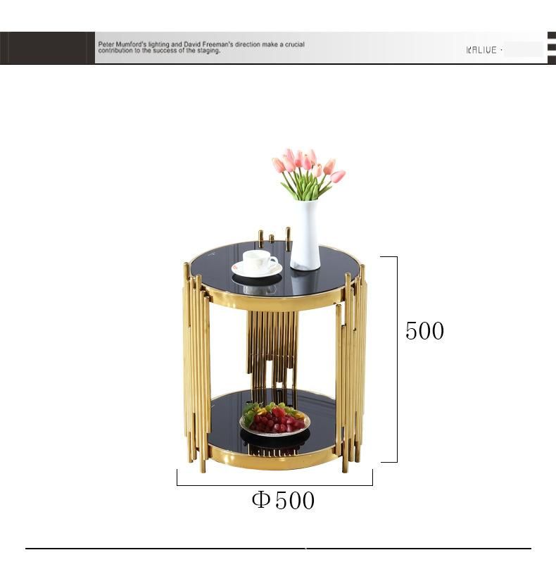 Apartment Furniture Titanium Stainless Steel Black Sintered Stone Coffee Table