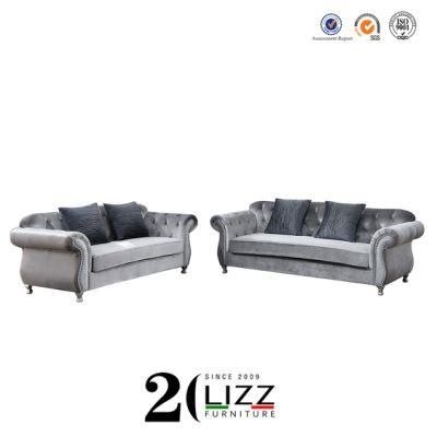 Wholesaler European Modern Chesterfield Living Room /Home /Office /Hotel /Commercial Velvet/Linen Fabric Sectional Leisure Sofa Furniture Set