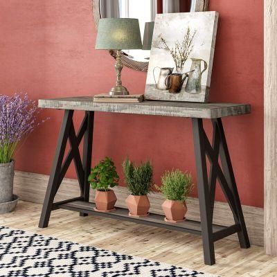 Hotel Furniture X Design 47&quot; Solid Wood Side Table Console Table Desk with Storage Shelf