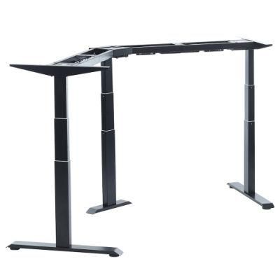 Ergonomic Executive Office Work Height Adjustable 3 Legs Triple Motor Corner Standing Table