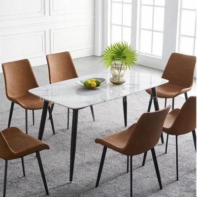 Modern Best Selling Low Price Metal Frame Dining Table with Black Iron Legs Table