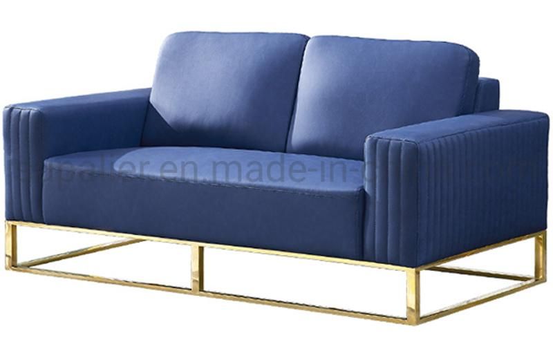 High Quality Modern Home Furniture Blue Genuine Leather Leisure Sofa