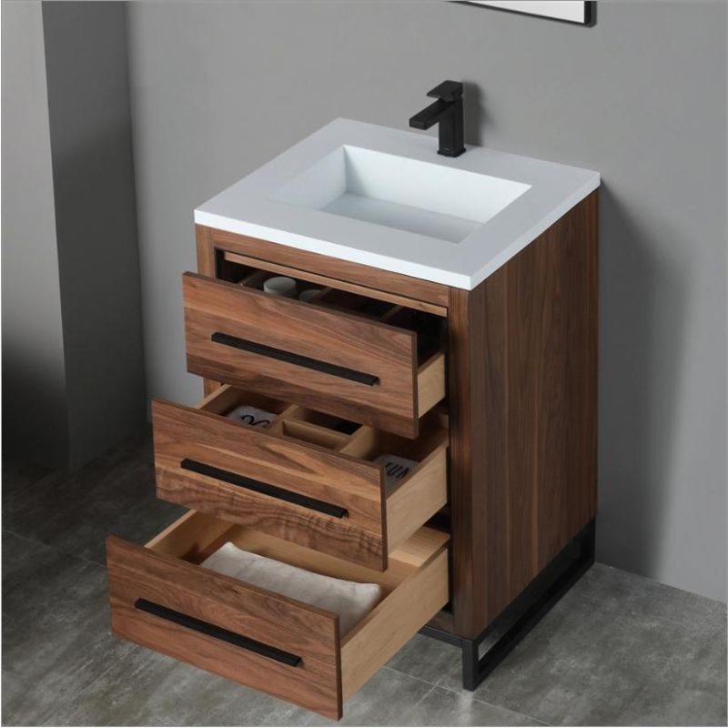 Luxury Wooden Bathroom Vanity Simple with Ceramics Basin
