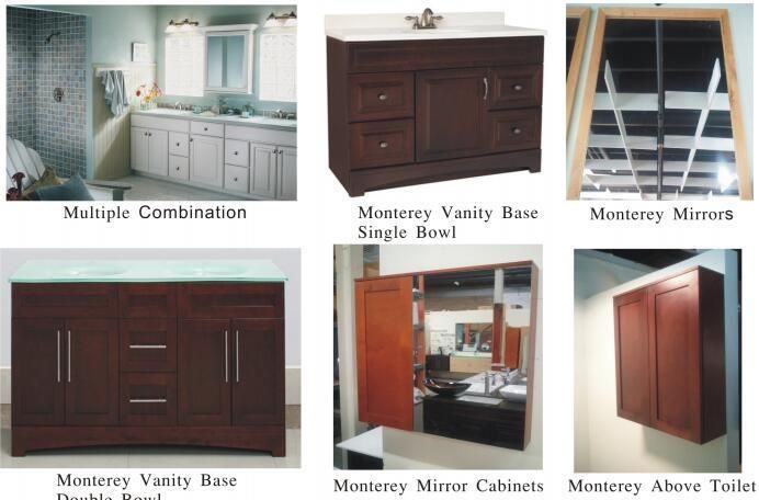 Solid Wood Bathroom Cabinets Wooden with Mirror Factory Directly