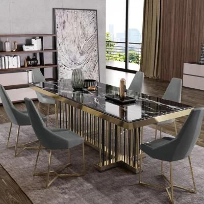 New Coming Special Design Stainless Steel Frame MDF/Marble Top Dining Room Table Sets Home Furniture