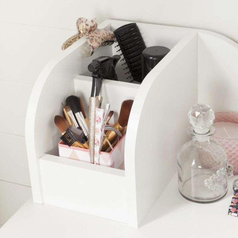 Dressing Table with 2 Doors and Storage Basket, Pure White