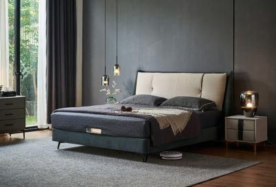 Latest Modern Bedroom Furniture Beds Set Design Upholstered Apartment Solid Wood Slatted Platform Bed