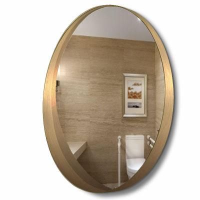 Modern Hotel Bathroom Wall Decor Round Brass Mirror with Storage