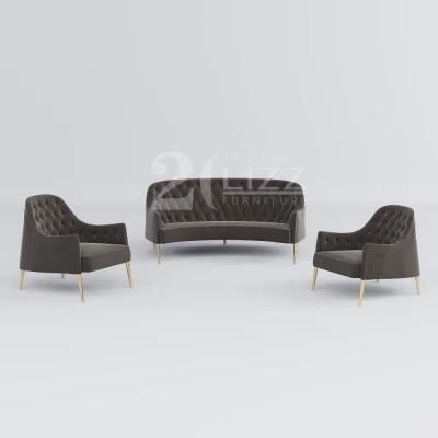High-End Quality Living Room Modern Home Couch Furniture Leisure Office Fabric Chesterfield Sofa with Metal Legs