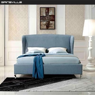 Middle East Hot Selling Stainless Metal Frame Blue Color King Size Home Furniture Double Bed Set