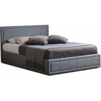 High Quality Bedroom Furniture Luxury Headboard Gray Fabric Storage Latest Modern Double Bed