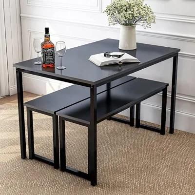 Nova Modern Dining Furniture MDF Dining Table Black Iron Legs Dining Table Set