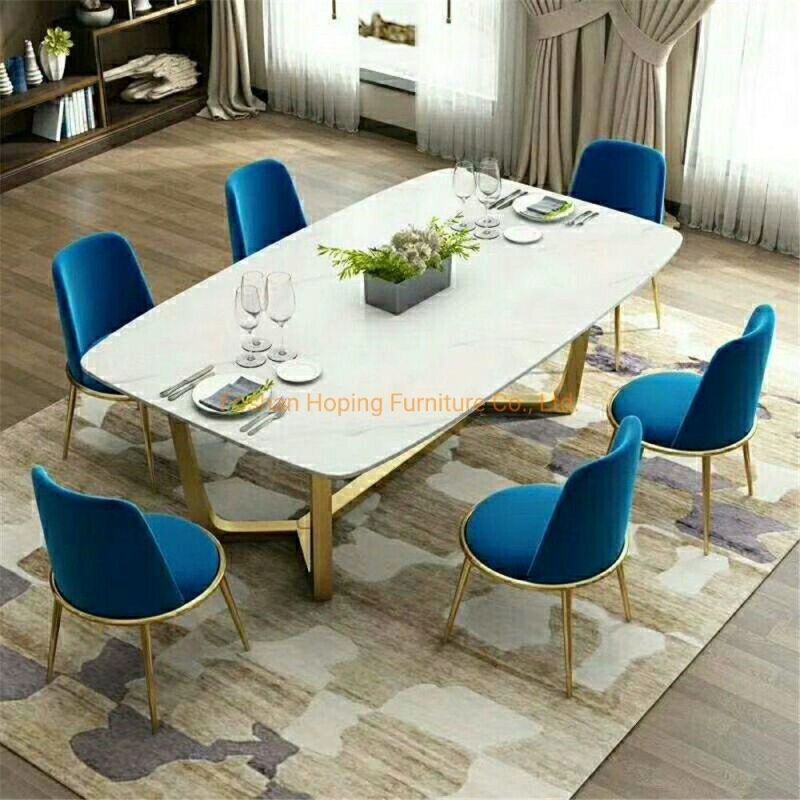 Hotel Furniture Modern Dining Room Chair Polished Gold Metal Legs Beige Velvet Nordic Chair