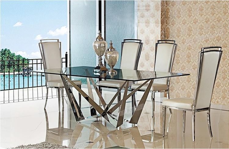 Dining Room Furniture Clear Glass Top Dining Table with Chair