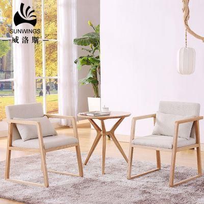 Foshan Furniture Factory Soft Cushion Fabric Wood Dining Chair Armchair Low M. O. Q.