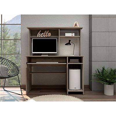 Tuhome Ash Engineered Wood Modern Compu 120 Desk with Hutch