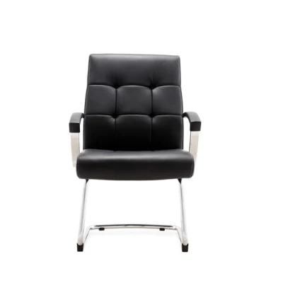 Modern Executive Swivel Leather Office Chair with MID Back Leather Boss Chair for Office Building, School Office, Black