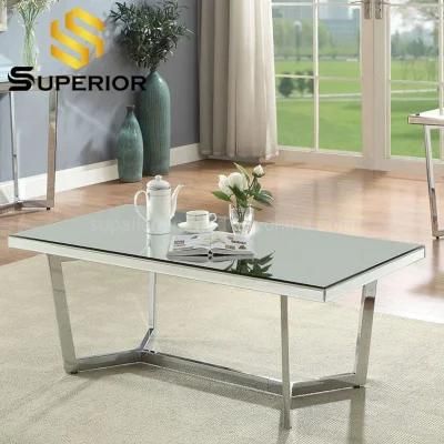 European Style Home Furniture Elegant Modern Tempered Glass Coffee Table