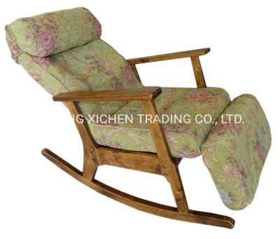 Modern Home Furniture Garden Living Room Backrest Adjustable Leisure Wooden Recliner Rocking Chair with Armrest