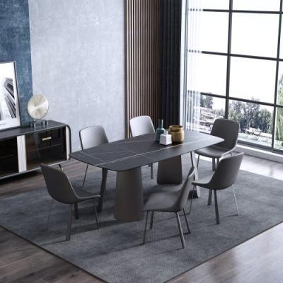 Factory Supply Modern Restaurant PU Leather Dining Chairs Dinner Room Furniture Marble Dining Table