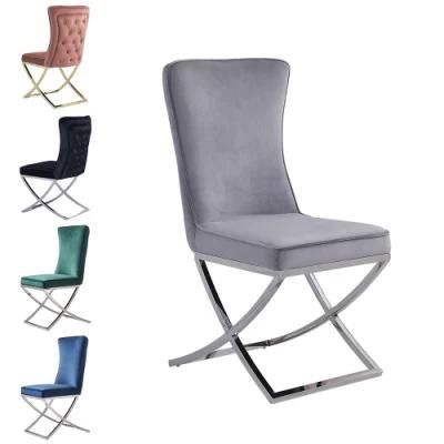 Wholesale Stainless Steel Modern Dining Chairs with Fabric
