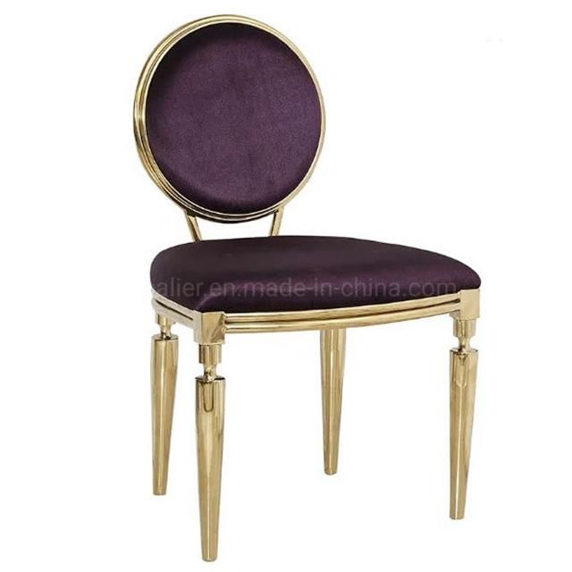 New Design French Royal Wedding Purple Tufted Banquet Dinner Chair