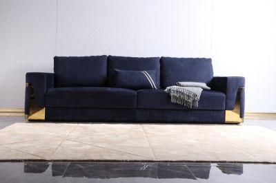 Italian Modern High Quality Solid Wood Stainless Steel Full Genuine Nubuck Leather Cover Living Room Sofa Ls03