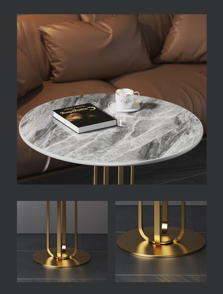 Cheap Price High Quality Coffee Round Marble Dining Tea Table with Steel Legs