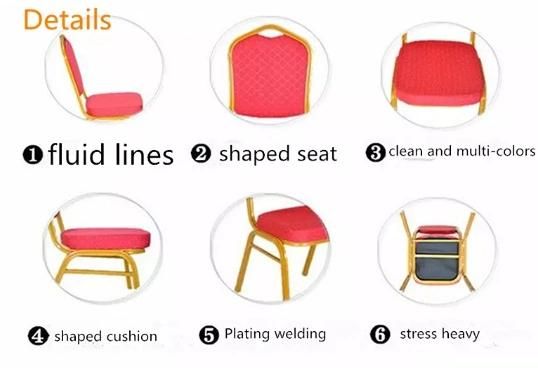 Factory Supply Cheap Metal Steel Fabric Stacking Hotel Dining Banquet Chair for Sale