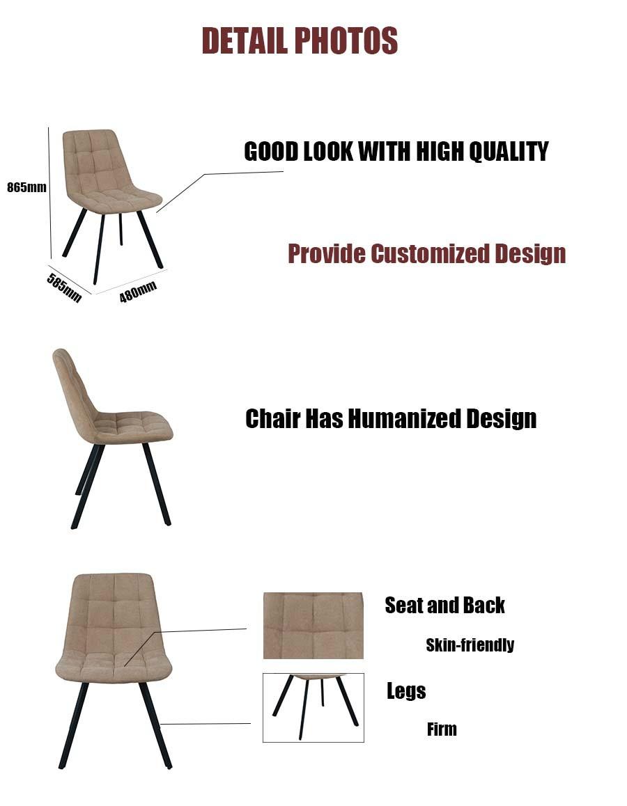 High Quality Modern Home Living Room Indoor Furniture Fabric Dining Chair with Spraying Legs