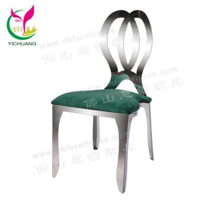 Ycx-Ss25-04 Modern Outdoor Silver Stainless Steel Velvet Wedding Infiniti Chair for Banquet