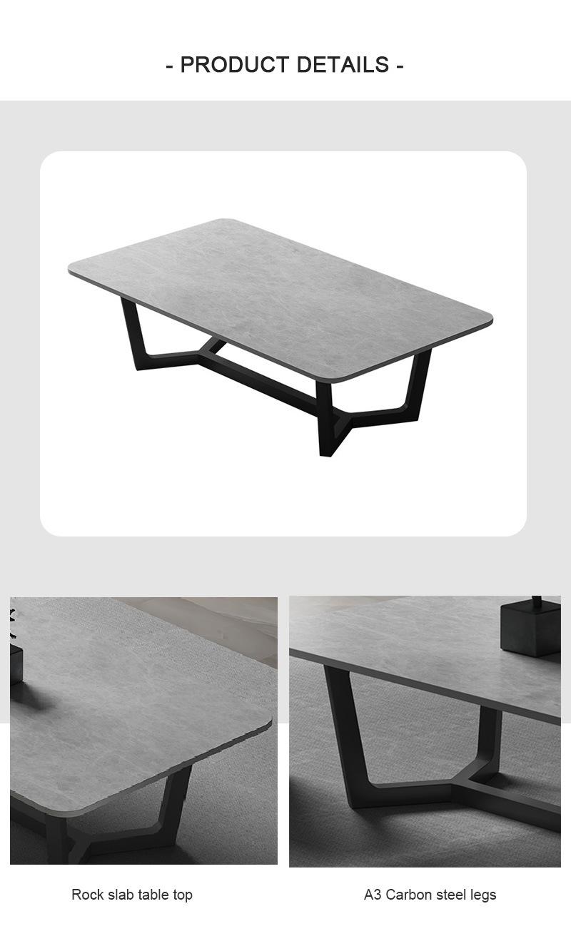 Wholesale Stylish Furniture Black Steel Marble Coffee Table for Apartment