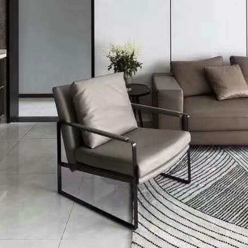 China Fty Wholsale Modern Living Room Stainless Steel Frame Genuine Leather or Fabric Upholstered Leisure Chair