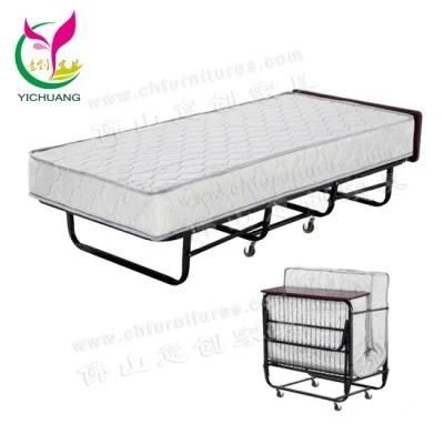 Yc-Eb02 Rollaway Metal Extra Bed for Hotel Guestroom with White Stripe Cloth Mattress
