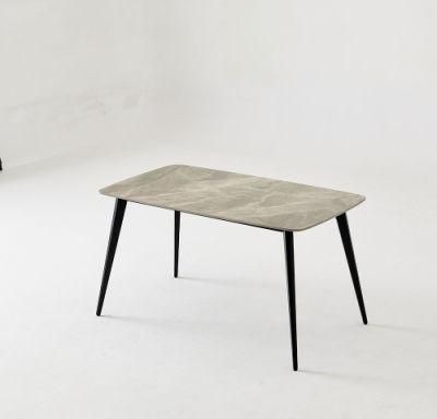 Hot Sale Carbon Steel Legs Grey Rock Plate Table