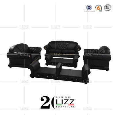 Modern European Style Sectional Home Furniture Set Leisure Real Leather Sofa with TV Stands &amp; Coffee Table