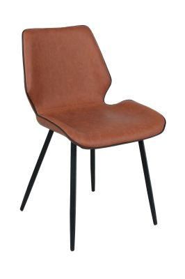 Modern Style Furniture Home PU Leather Metal Frame Leisure Without Armrest Dining Chair
