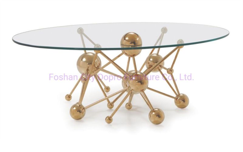 Unique Planet Modern Spherical Tempered Glass Top Coffee Table for Home Use