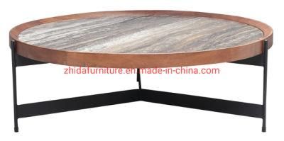 Modern Round Natural Marble Top Coffee Table