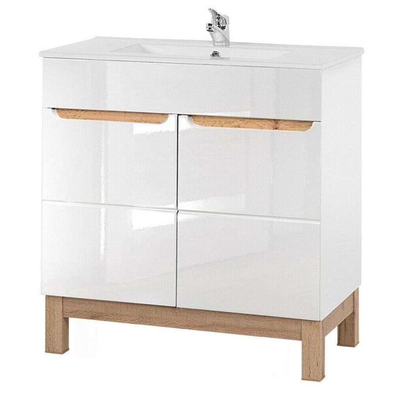 Vanity Unit 81cm Ceramic Washbasin High Gloss Bathroom Furniture
