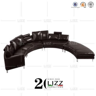 Wholesale High End Curved Design Home Living Room Furniture Modern Geniue Leather Sofa
