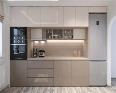 Custom Contemporary Durable Linear Shaped High Gloss Integrated PVC Kitchen Cabinet