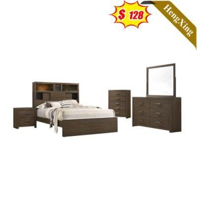 Fashionable Simple Black Solid Wooden Master Bedroom Household Queen Size Double Bed